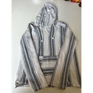 Ocean Drive Hoodie Baja Striped Pullover Beach‎ Festival Sweater Top Size L